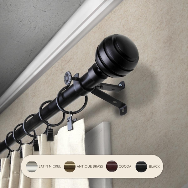 Kd 0.8125 in. Louise Curtain Rod with 48 to 84 in. Extension, Black KD3719164 - main